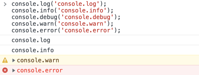 console log/info/debug/warn/error